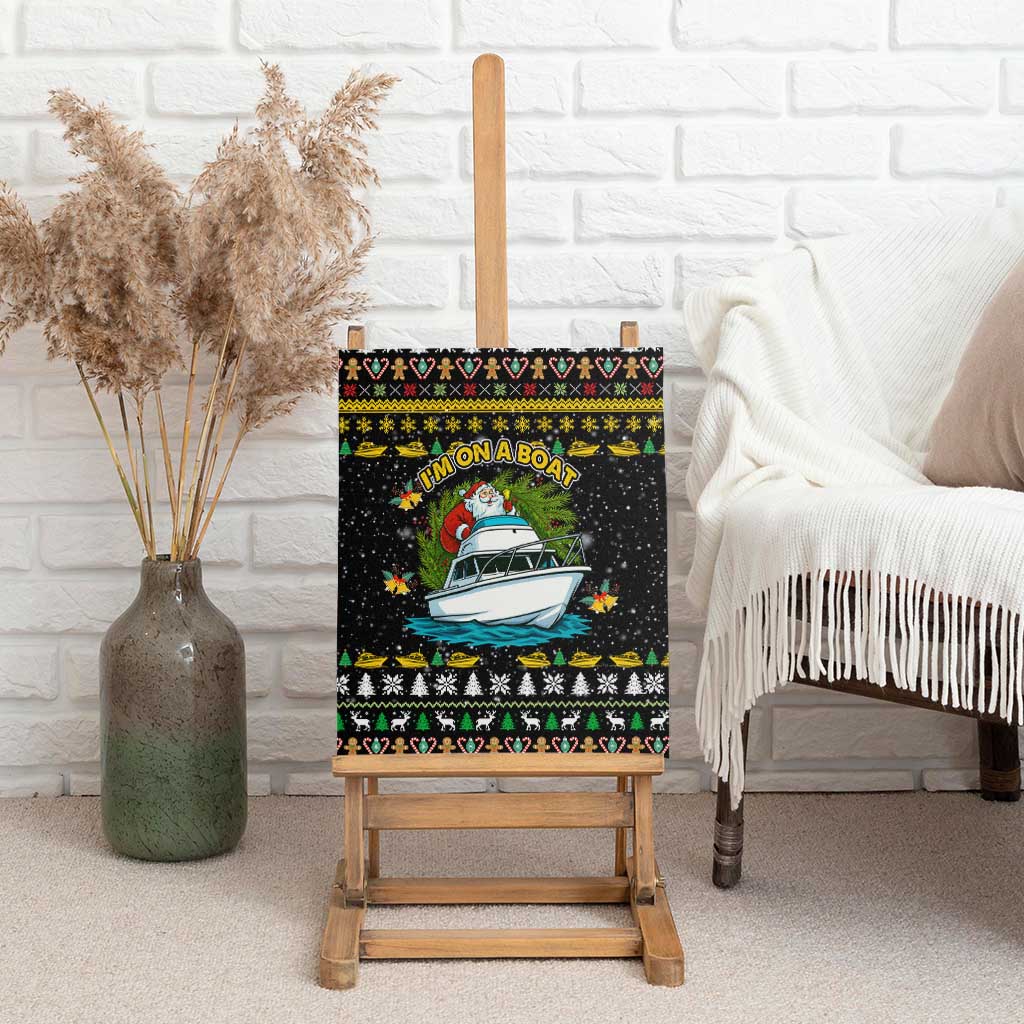 Santa On A Boat Christmas Canvas Wall Art Xmas Holiday Patterns - Wonder Print Shop
