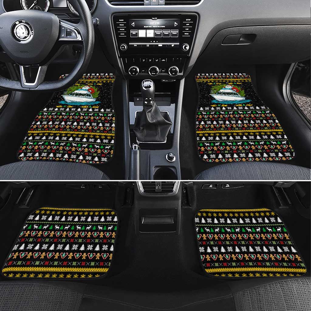 Santa On A Boat Christmas Car Mats Xmas Holiday Patterns - Wonder Print Shop
