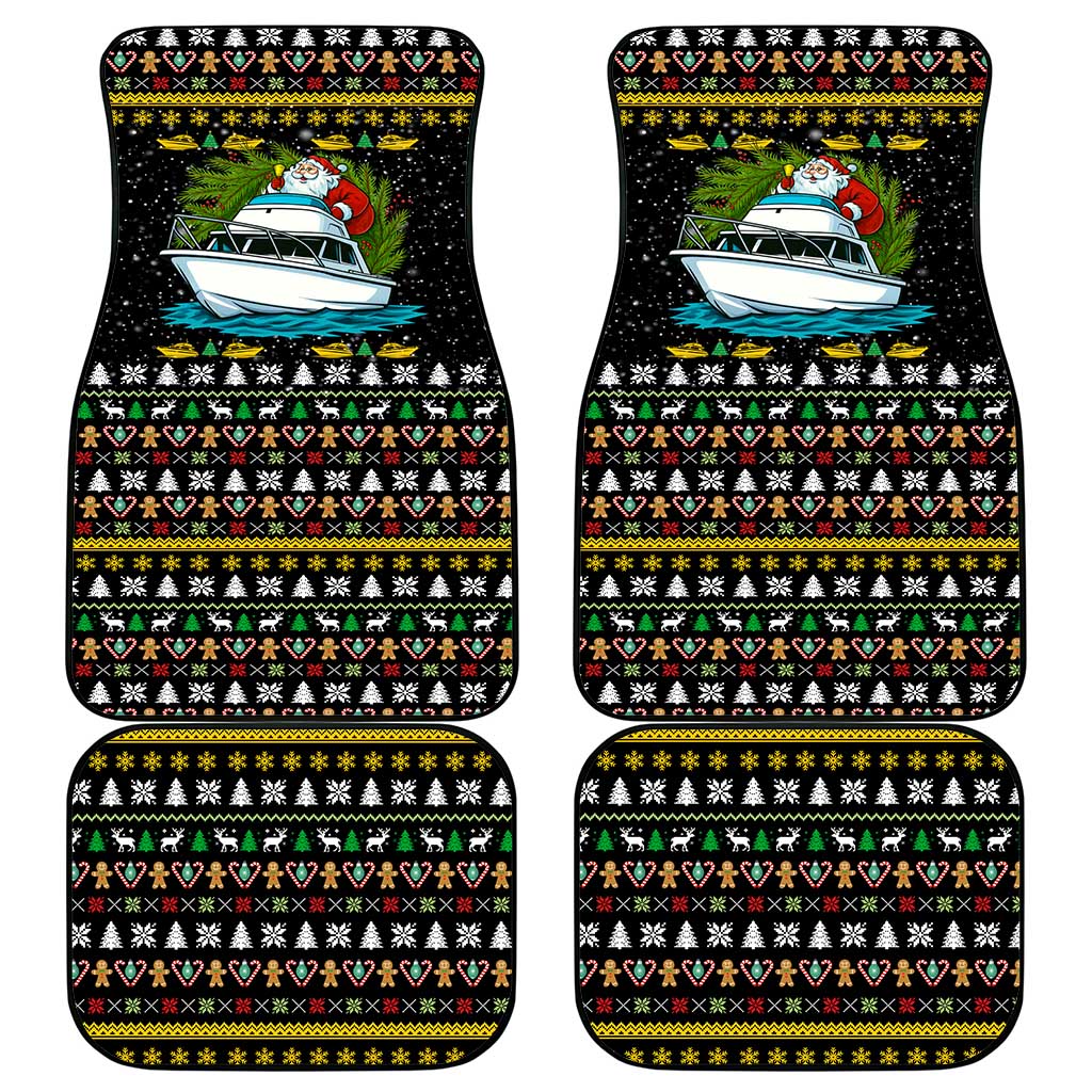 Santa On A Boat Christmas Car Mats Xmas Holiday Patterns - Wonder Print Shop