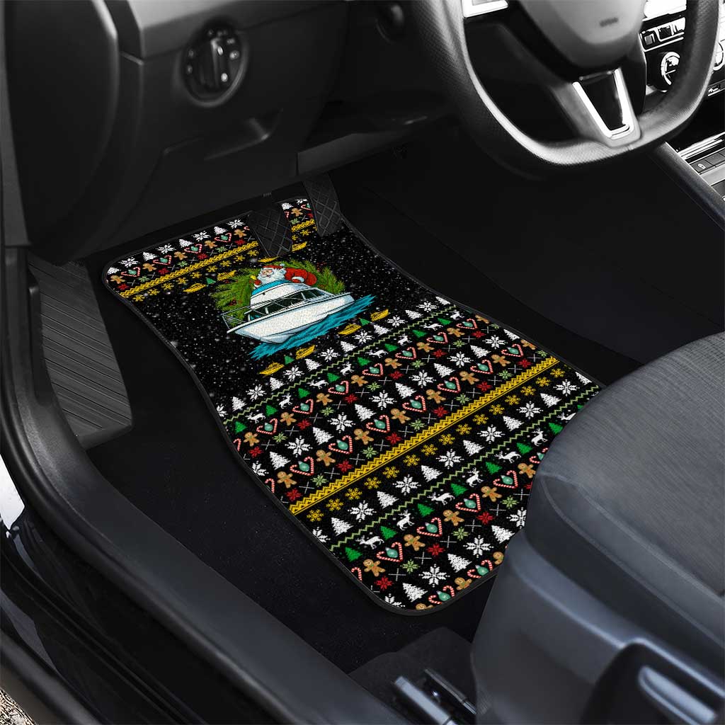 Santa On A Boat Christmas Car Mats Xmas Holiday Patterns - Wonder Print Shop