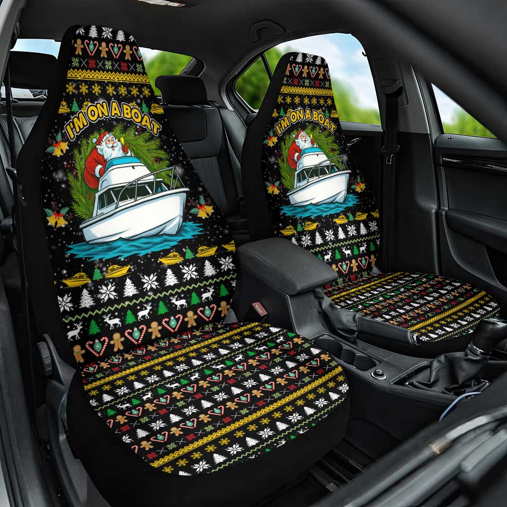 Santa On A Boat Christmas Car Seat Cover Xmas Holiday Patterns - Wonder Print Shop