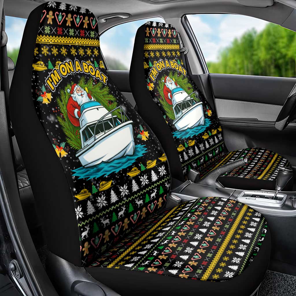 Santa On A Boat Christmas Car Seat Cover Xmas Holiday Patterns - Wonder Print Shop