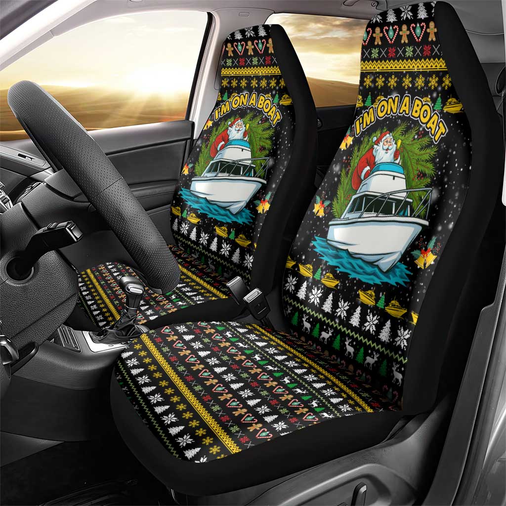 Santa On A Boat Christmas Car Seat Cover Xmas Holiday Patterns - Wonder Print Shop