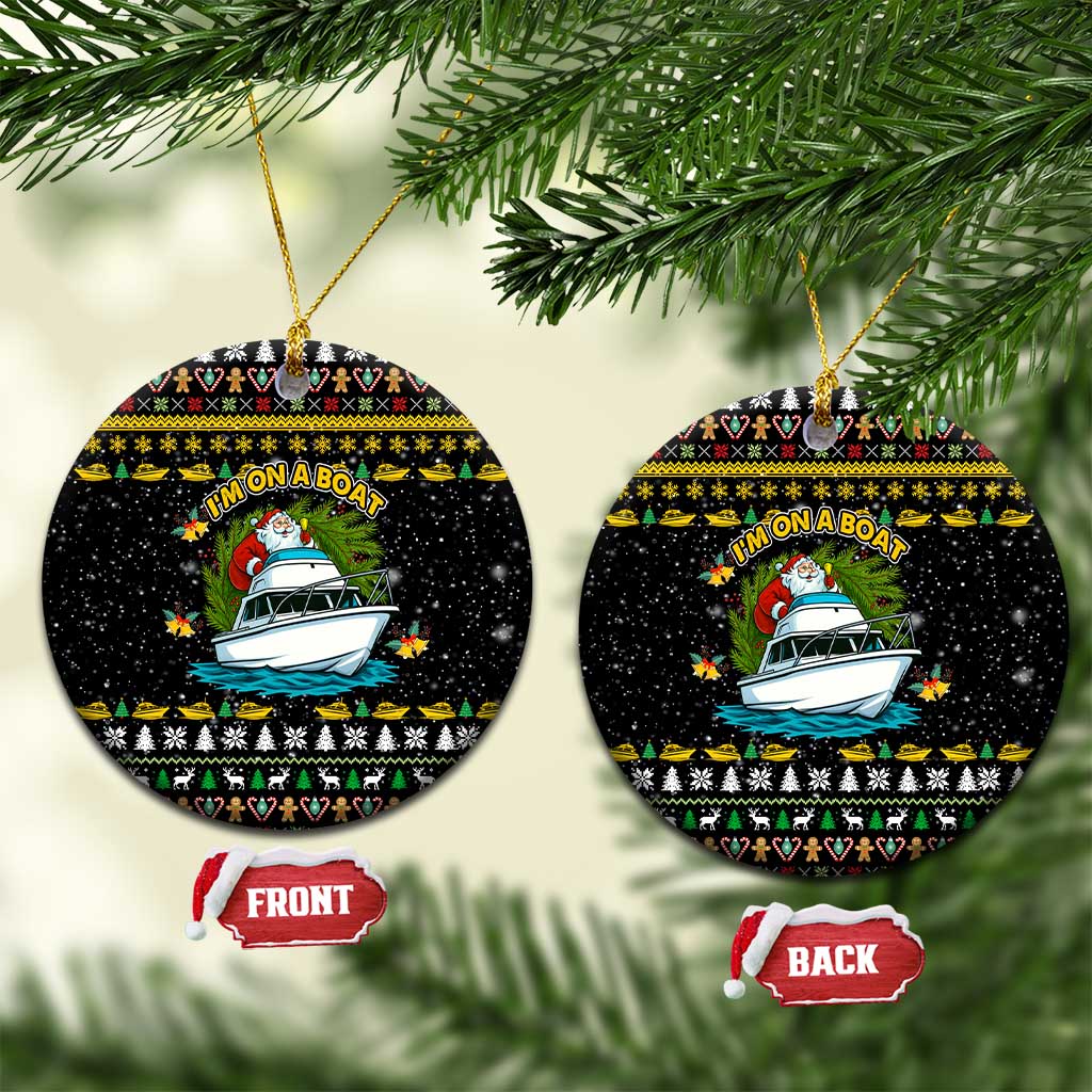 Santa On A Boat Christmas Ceramic Ornament Xmas Holiday Patterns - Wonder Print Shop