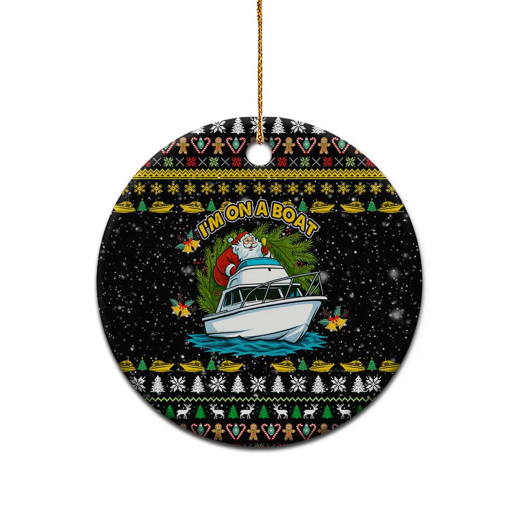 Santa On A Boat Christmas Ceramic Ornament Xmas Holiday Patterns - Wonder Print Shop