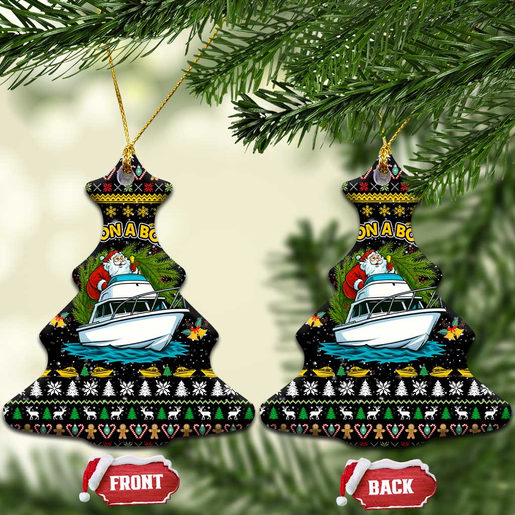 Santa On A Boat Christmas Ceramic Ornament Xmas Holiday Patterns - Wonder Print Shop