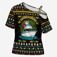 Santa On A Boat Christmas Cross Shoulder Shirt Xmas Holiday Patterns - Wonder Print Shop
