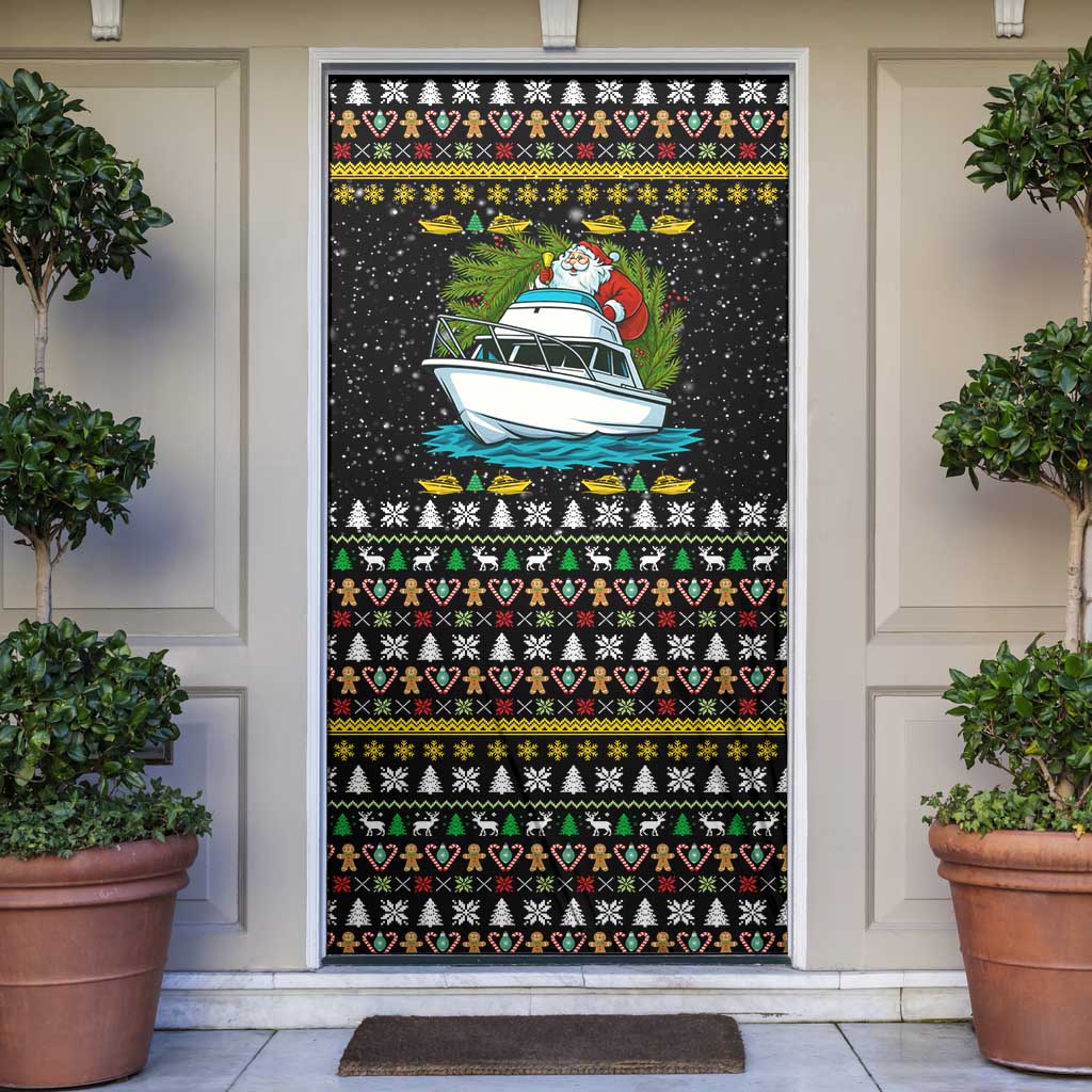 Santa On A Boat Christmas Door Cover Xmas Holiday Patterns - Wonder Print Shop