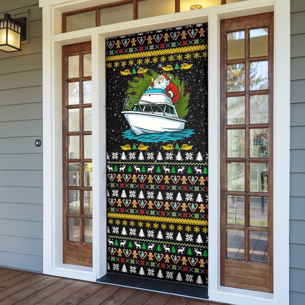 Santa On A Boat Christmas Door Cover Xmas Holiday Patterns - Wonder Print Shop