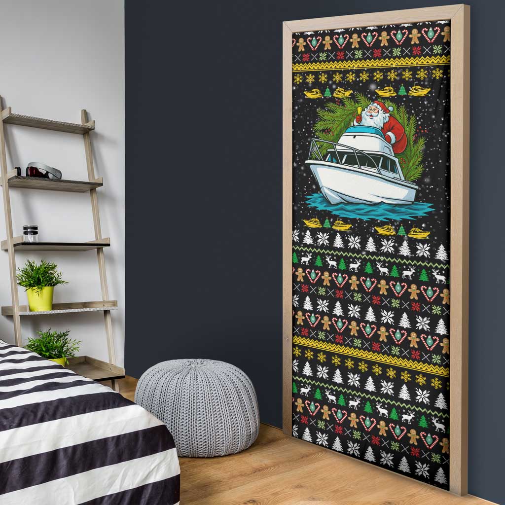 Santa On A Boat Christmas Door Cover Xmas Holiday Patterns - Wonder Print Shop