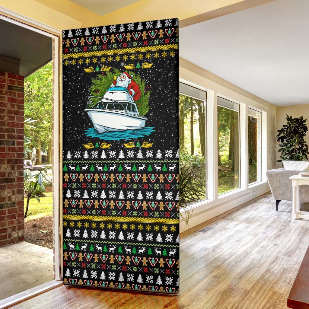 Santa On A Boat Christmas Door Cover Xmas Holiday Patterns - Wonder Print Shop