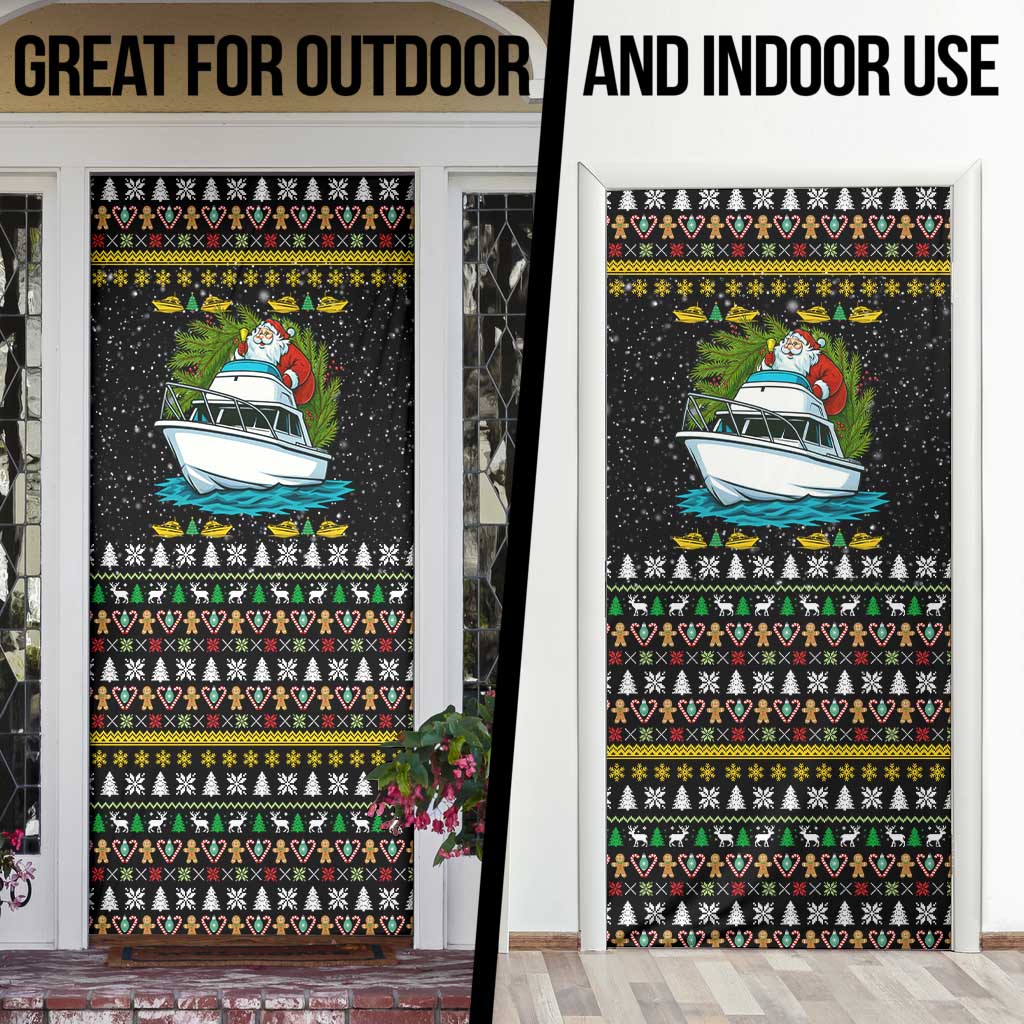 Santa On A Boat Christmas Door Cover Xmas Holiday Patterns - Wonder Print Shop