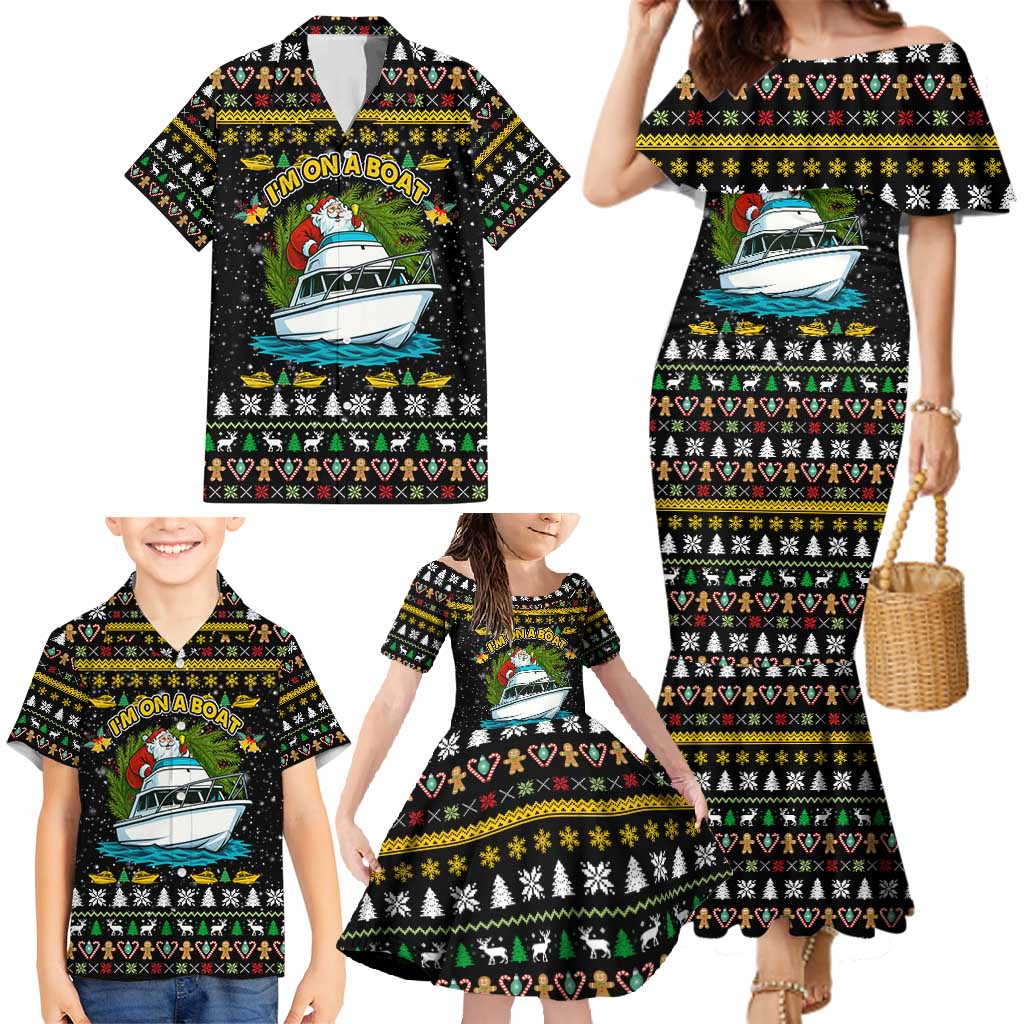 Santa On A Boat Christmas Family Matching Mermaid Dress and Hawaiian Shirt Xmas Holiday Patterns - Wonder Print Shop