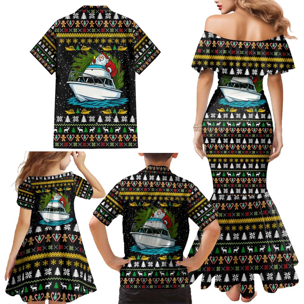 Santa On A Boat Christmas Family Matching Mermaid Dress and Hawaiian Shirt Xmas Holiday Patterns - Wonder Print Shop