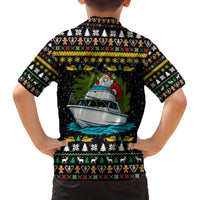 Santa On A Boat Christmas Family Matching Off The Shoulder Long Sleeve Dress and Hawaiian Shirt Xmas Holiday Patterns - Wonder Print Shop