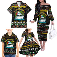 Santa On A Boat Christmas Family Matching Off The Shoulder Long Sleeve Dress and Hawaiian Shirt Xmas Holiday Patterns - Wonder Print Shop