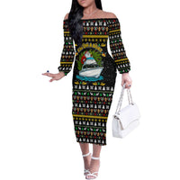 Santa On A Boat Christmas Family Matching Off The Shoulder Long Sleeve Dress and Hawaiian Shirt Xmas Holiday Patterns - Wonder Print Shop