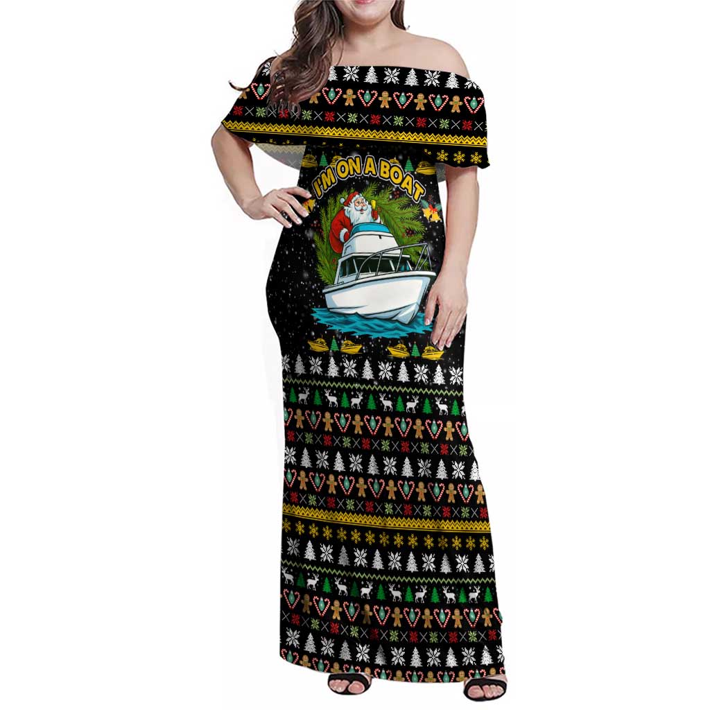 Santa On A Boat Christmas Family Matching Off Shoulder Maxi Dress and Hawaiian Shirt Xmas Holiday Patterns - Wonder Print Shop
