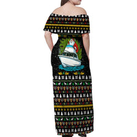 Santa On A Boat Christmas Family Matching Off Shoulder Maxi Dress and Hawaiian Shirt Xmas Holiday Patterns - Wonder Print Shop