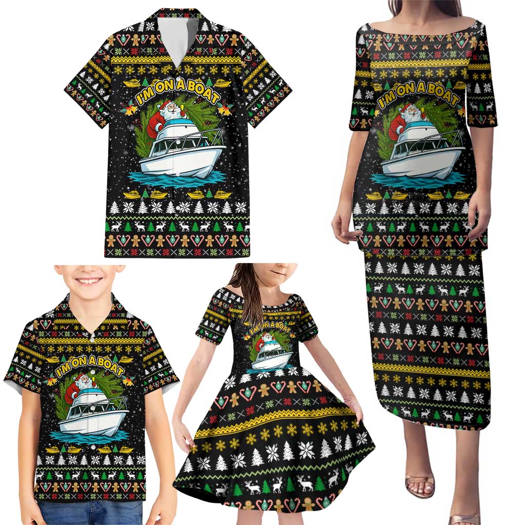 Santa On A Boat Christmas Family Matching Puletasi and Hawaiian Shirt Xmas Holiday Patterns - Wonder Print Shop
