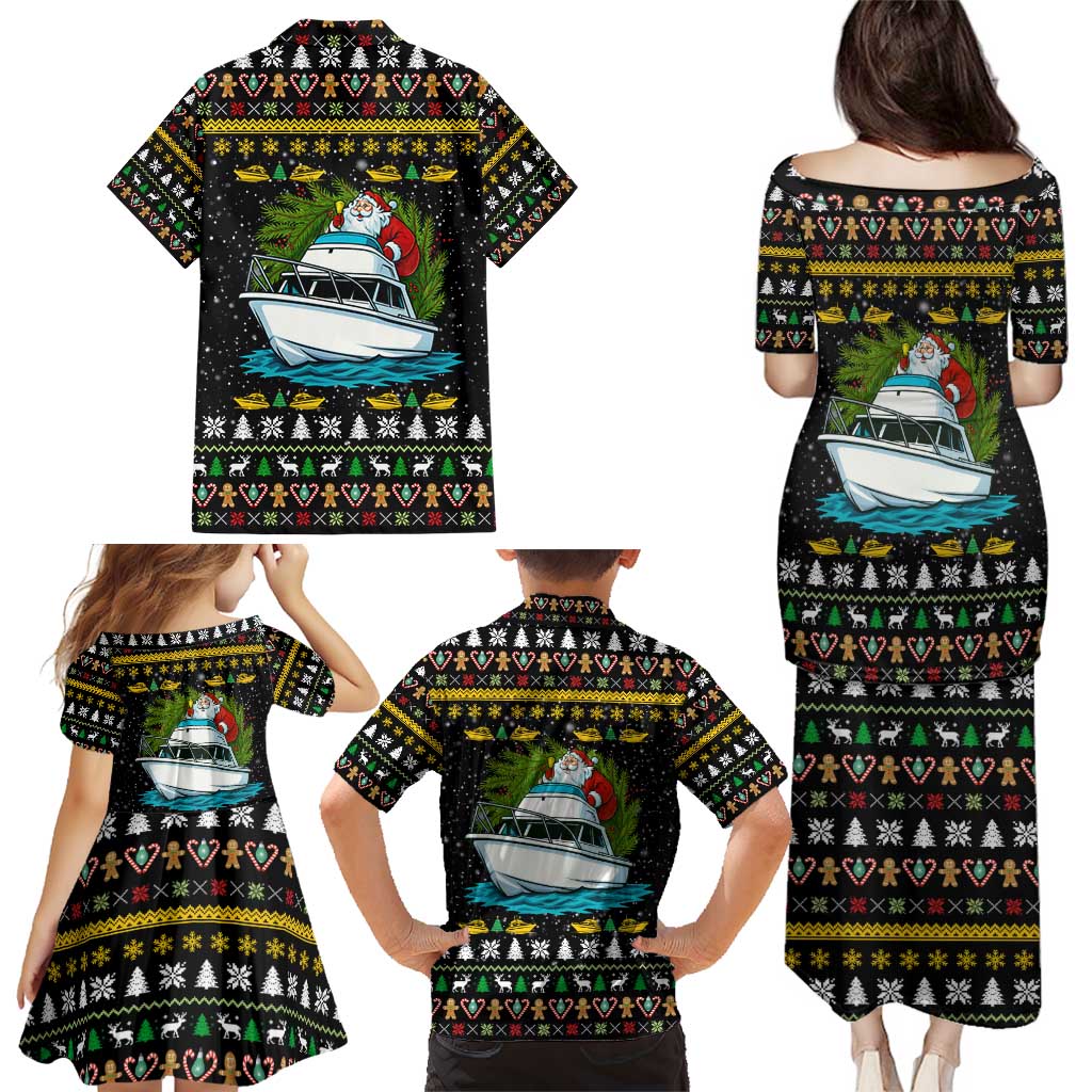 Santa On A Boat Christmas Family Matching Puletasi and Hawaiian Shirt Xmas Holiday Patterns - Wonder Print Shop