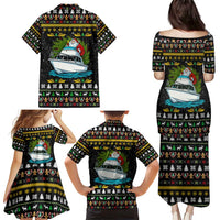 Santa On A Boat Christmas Family Matching Puletasi and Hawaiian Shirt Xmas Holiday Patterns - Wonder Print Shop