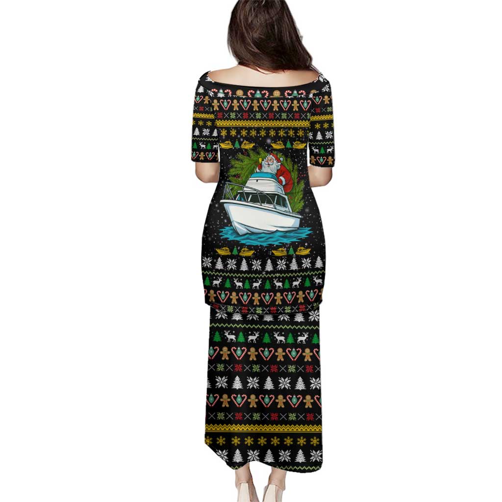 Santa On A Boat Christmas Family Matching Puletasi and Hawaiian Shirt Xmas Holiday Patterns - Wonder Print Shop