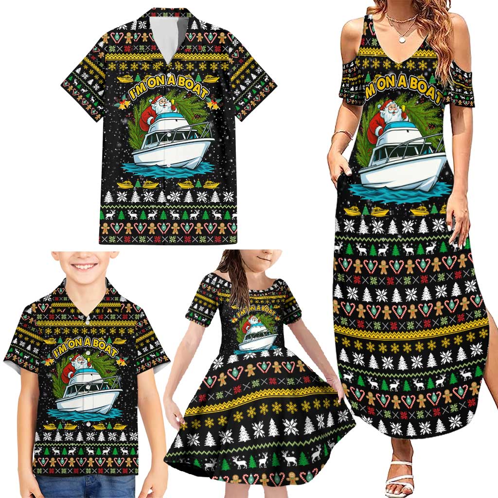Santa On A Boat Christmas Family Matching Summer Maxi Dress and Hawaiian Shirt Xmas Holiday Patterns - Wonder Print Shop