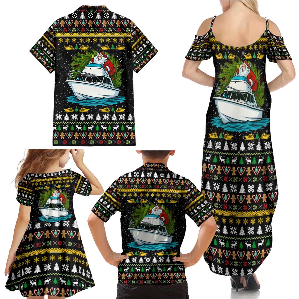 Santa On A Boat Christmas Family Matching Summer Maxi Dress and Hawaiian Shirt Xmas Holiday Patterns - Wonder Print Shop