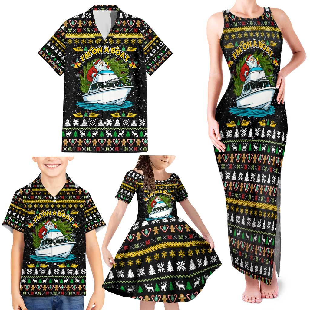 Santa On A Boat Christmas Family Matching Tank Maxi Dress and Hawaiian Shirt Xmas Holiday Patterns - Wonder Print Shop