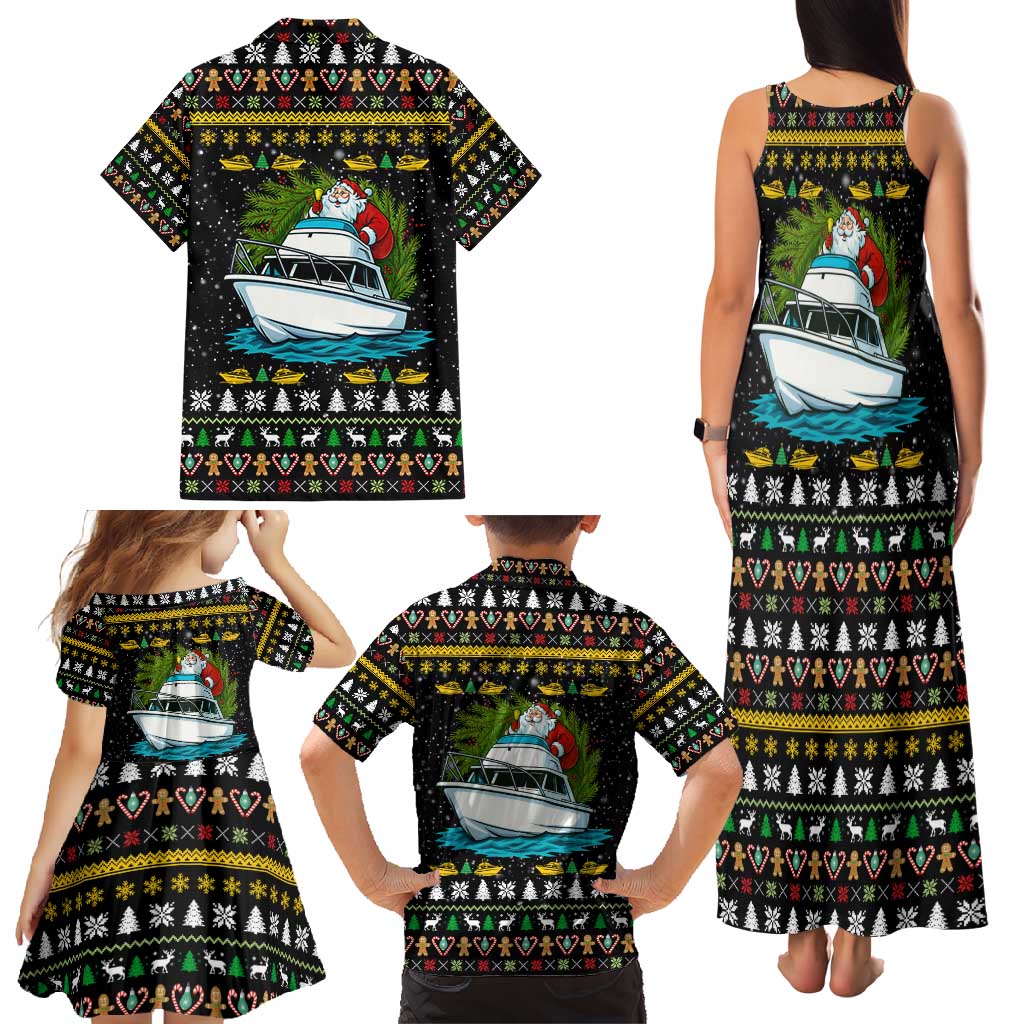 Santa On A Boat Christmas Family Matching Tank Maxi Dress and Hawaiian Shirt Xmas Holiday Patterns - Wonder Print Shop