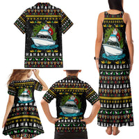 Santa On A Boat Christmas Family Matching Tank Maxi Dress and Hawaiian Shirt Xmas Holiday Patterns - Wonder Print Shop