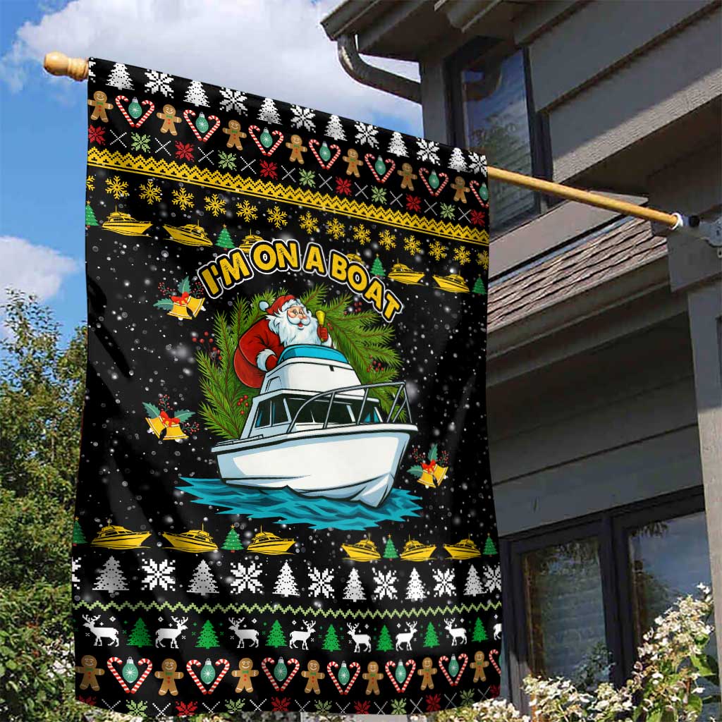 Santa On A Boat Christmas Garden Flag Xmas Holiday Patterns - Wonder Print Shop