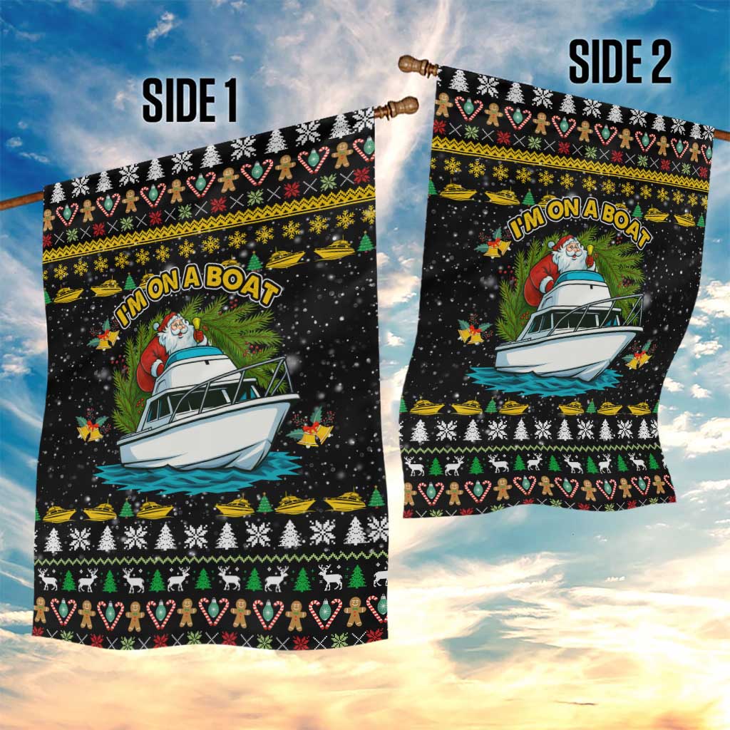 Santa On A Boat Christmas Garden Flag Xmas Holiday Patterns - Wonder Print Shop