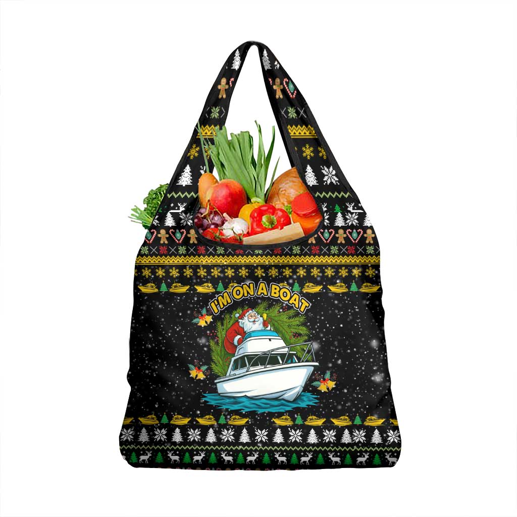 Santa On A Boat Christmas Grocery Bag Xmas Holiday Patterns - Wonder Print Shop