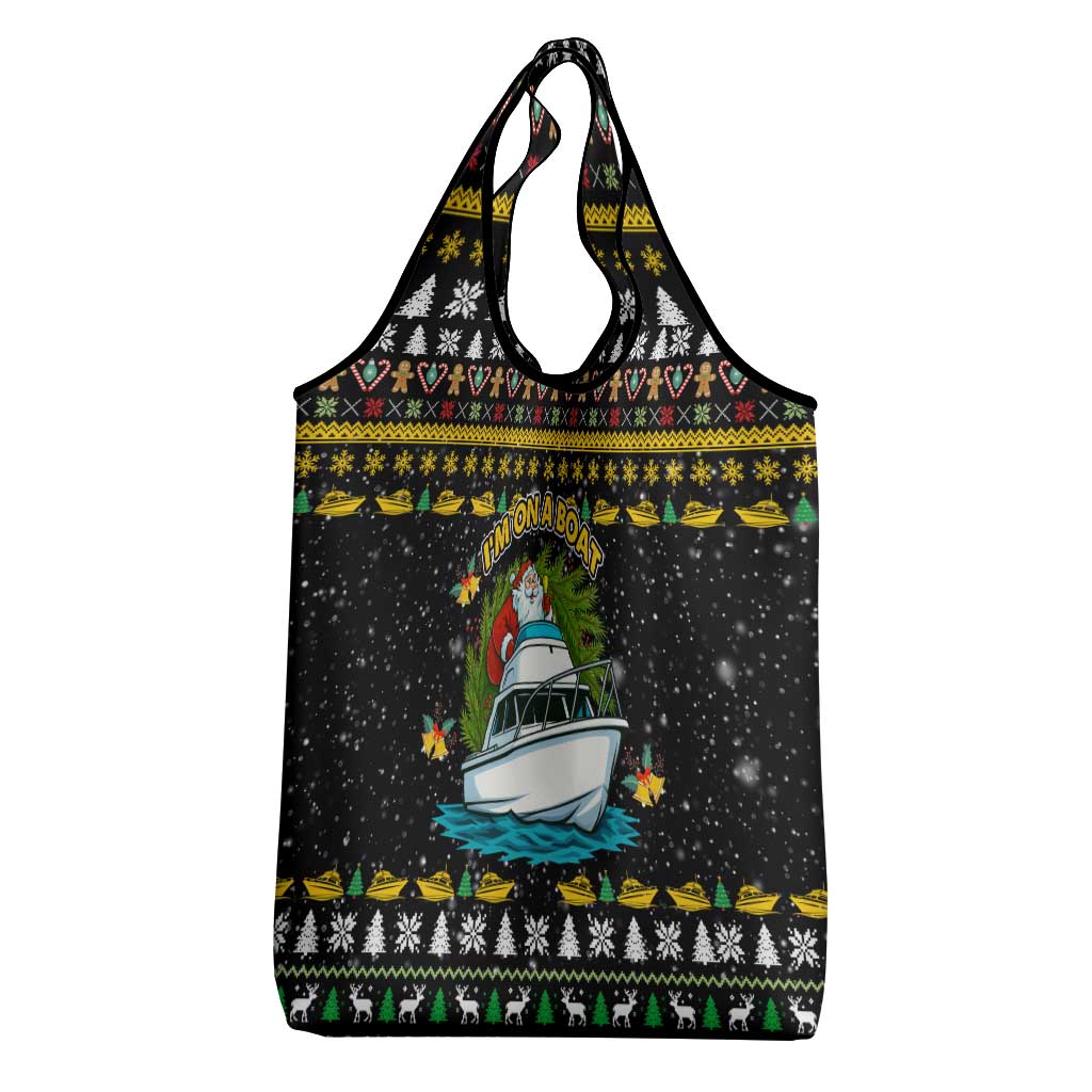 Santa On A Boat Christmas Grocery Bag Xmas Holiday Patterns - Wonder Print Shop