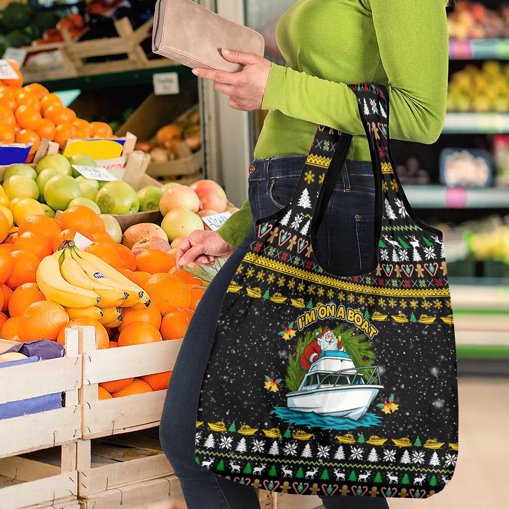 Santa On A Boat Christmas Grocery Bag Xmas Holiday Patterns - Wonder Print Shop