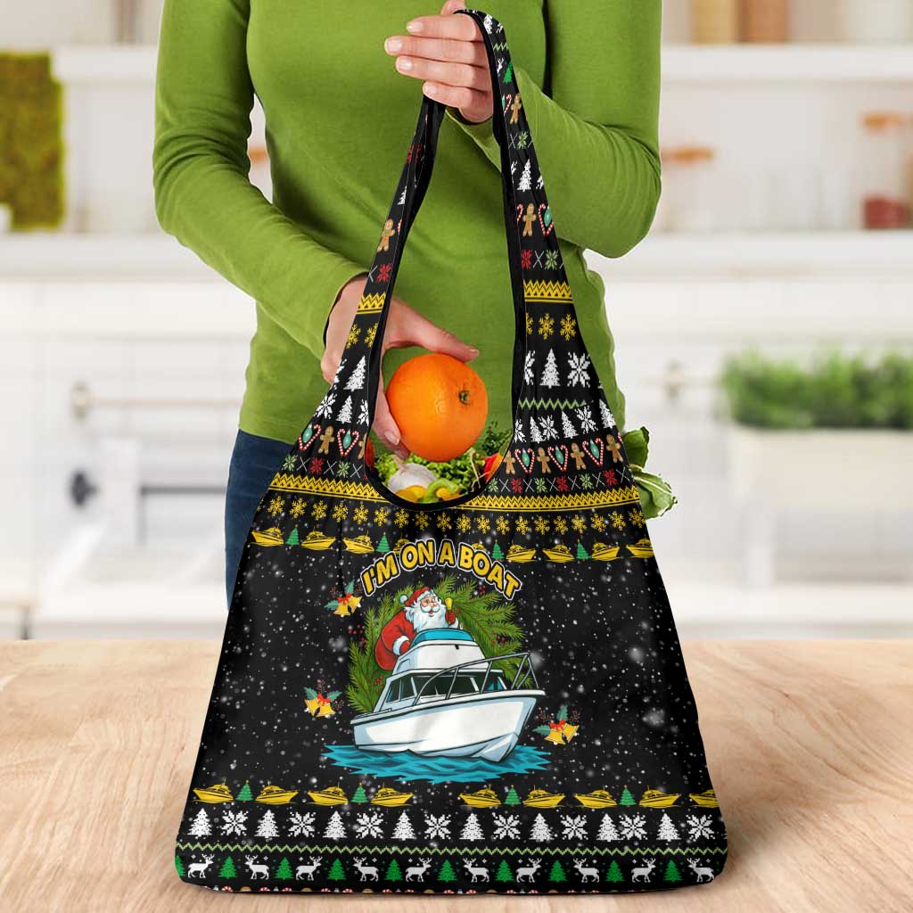 Santa On A Boat Christmas Grocery Bag Xmas Holiday Patterns - Wonder Print Shop