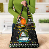 Santa On A Boat Christmas Grocery Bag Xmas Holiday Patterns - Wonder Print Shop