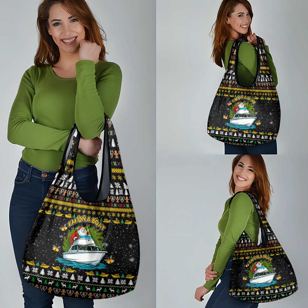 Santa On A Boat Christmas Grocery Bag Xmas Holiday Patterns - Wonder Print Shop