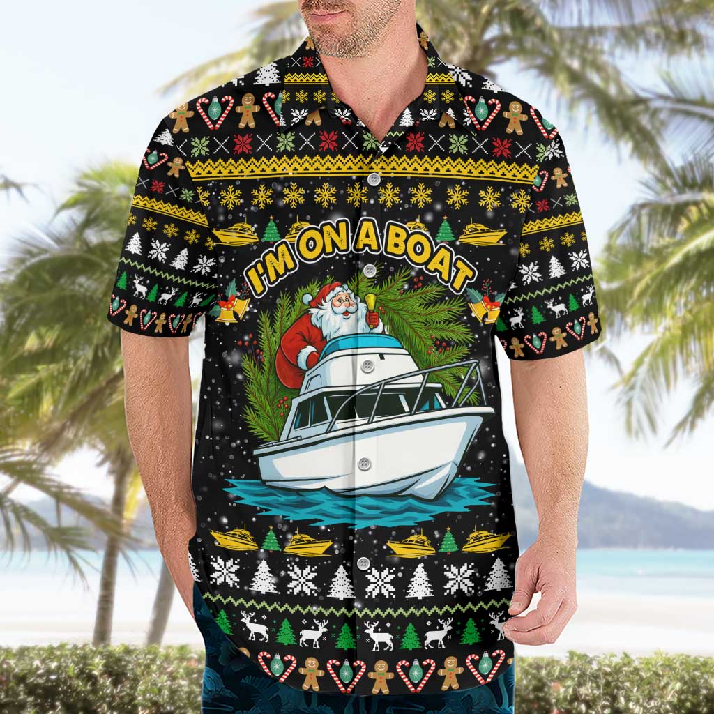 Santa On A Boat Christmas Hawaiian Shirt Xmas Holiday Patterns - Wonder Print Shop