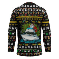 Santa On A Boat Christmas Hockey Jersey Xmas Holiday Patterns - Wonder Print Shop
