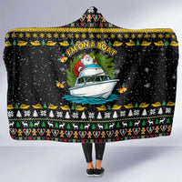 Santa On A Boat Christmas Hooded Blanket Xmas Holiday Patterns - Wonder Print Shop
