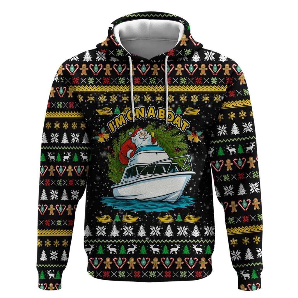 Santa On A Boat Christmas Hoodie Xmas Holiday Patterns - Wonder Print Shop