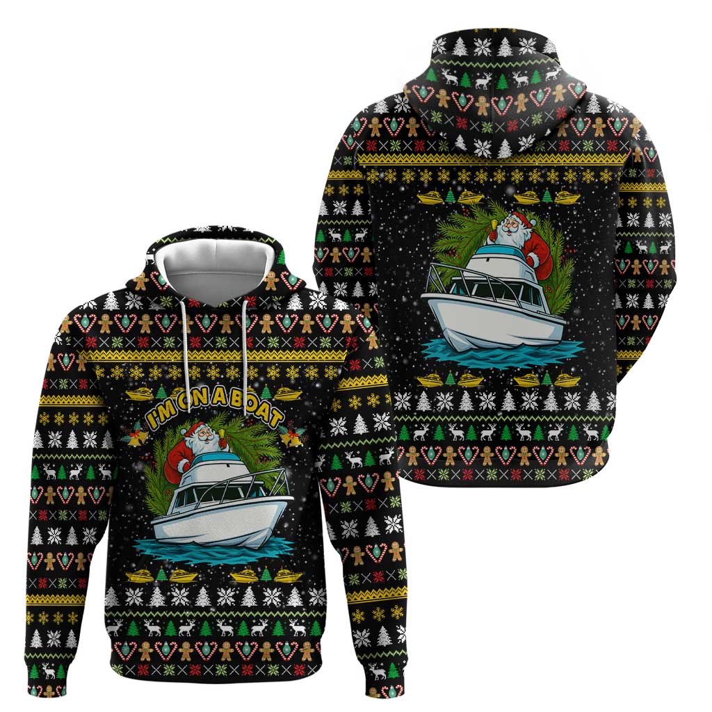 Santa On A Boat Christmas Hoodie Xmas Holiday Patterns - Wonder Print Shop