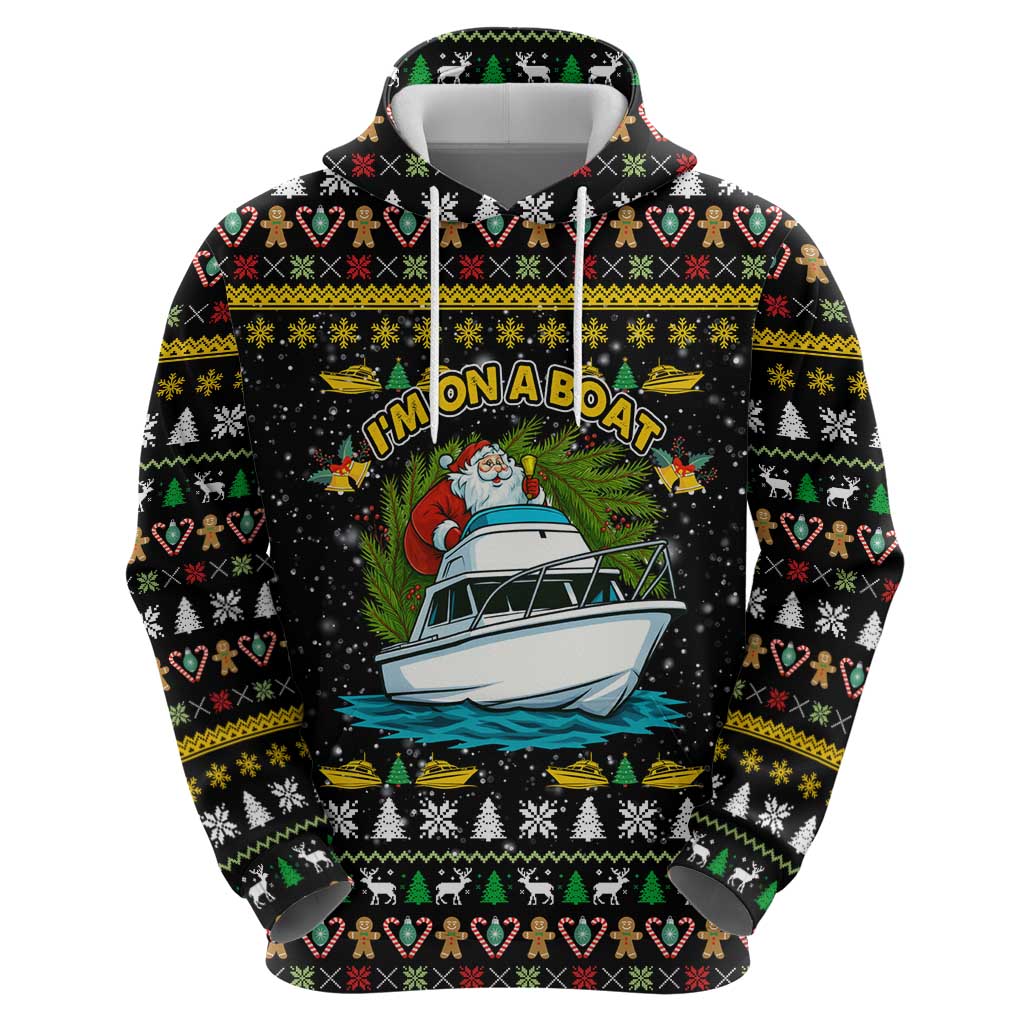 Santa On A Boat Christmas Hoodie Xmas Holiday Patterns - Wonder Print Shop