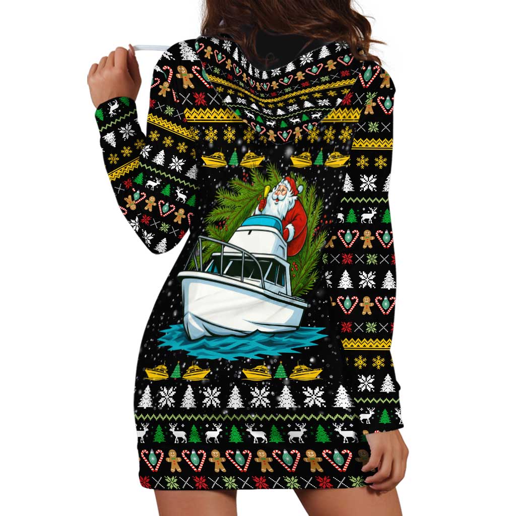 Santa On A Boat Christmas Hoodie Dress Xmas Holiday Patterns - Wonder Print Shop