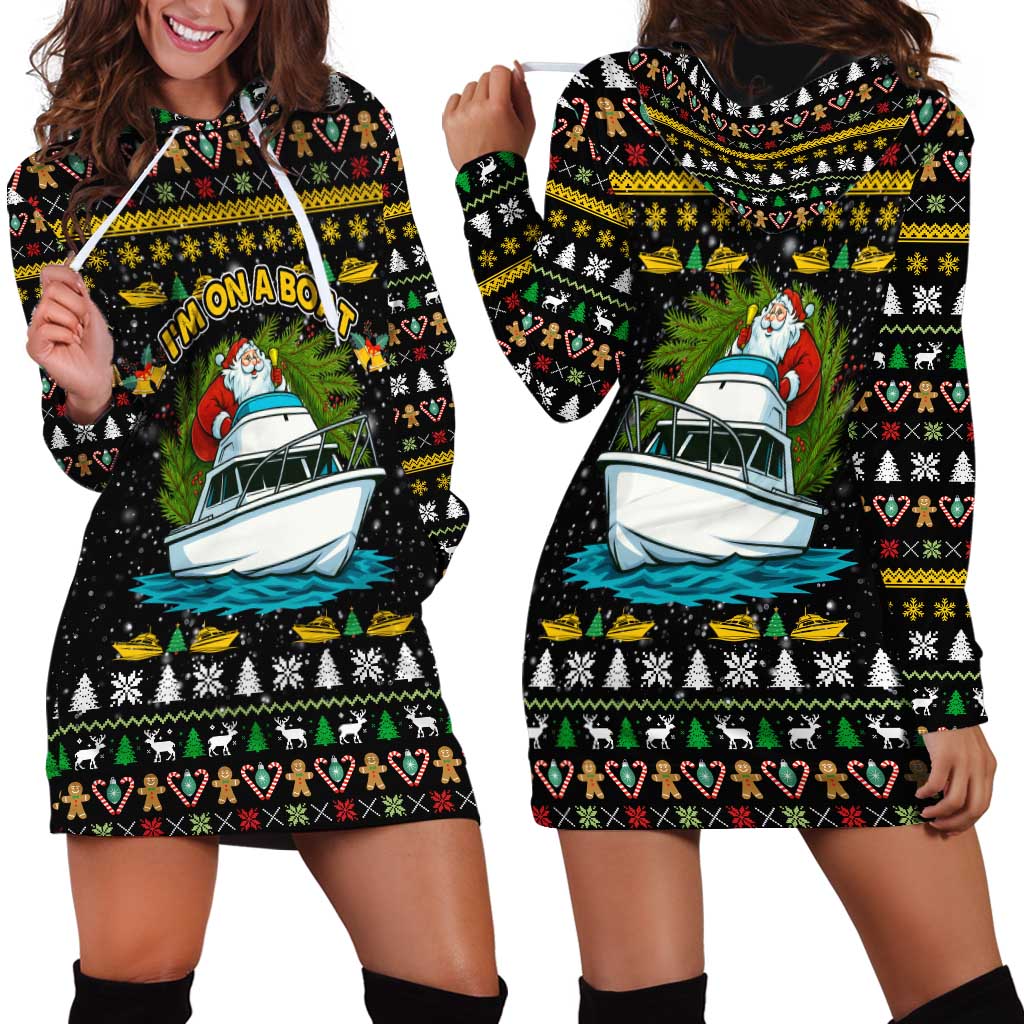 Santa On A Boat Christmas Hoodie Dress Xmas Holiday Patterns - Wonder Print Shop