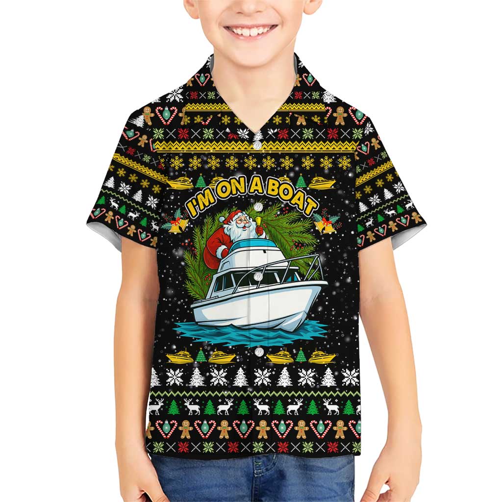 Santa On A Boat Christmas Kid Hawaiian Shirt Xmas Holiday Patterns - Wonder Print Shop