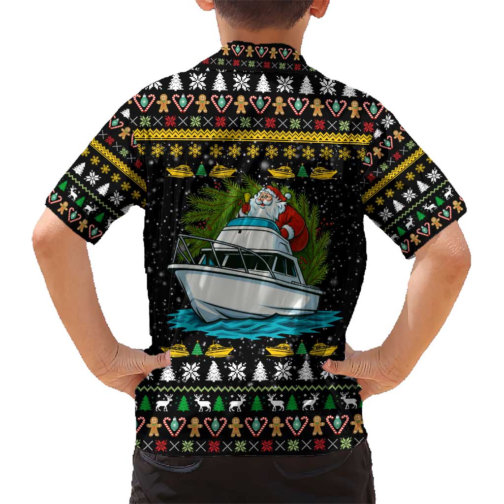 Santa On A Boat Christmas Kid Hawaiian Shirt Xmas Holiday Patterns - Wonder Print Shop